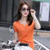 New summer pure cotton V-neck T-shirt for women, short-sleeved, slimming base layer, fashionable half-sleeved top, trendy details Picture